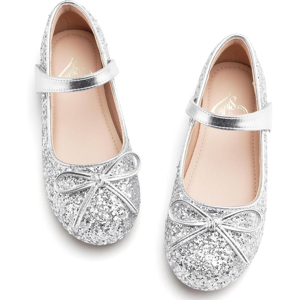 imageStelle Girls Mary Jane School Flats Flower Wedding Uniform Party ShoesToddlerLittle KidsBig Kids1silver