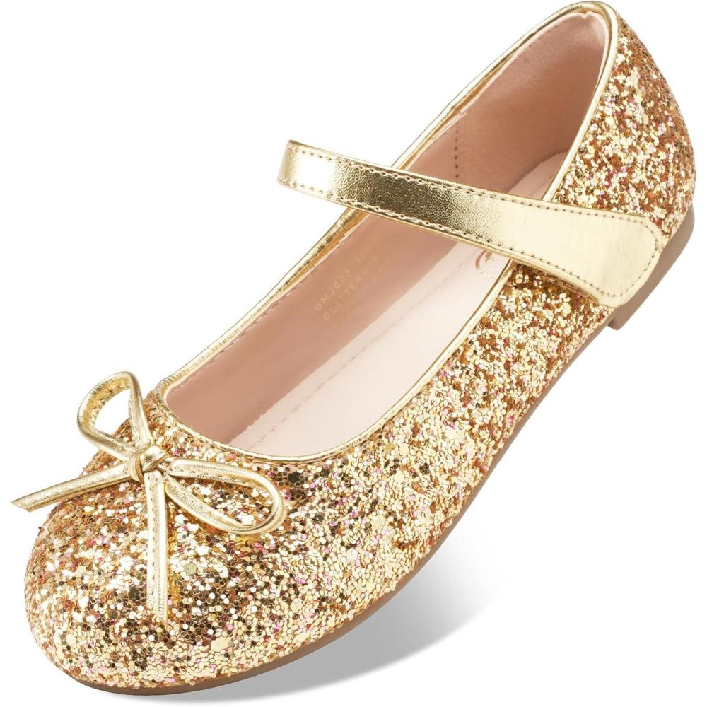 imageStelle Girls Mary Jane School Flats Flower Wedding Uniform Party ShoesToddlerLittle KidsBig KidsGold2