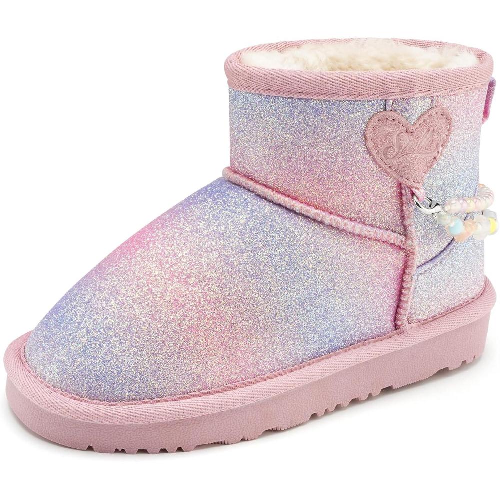 imageStelle Girls Snow Boots Warm Winter Boots for ToddlerLittleBig KidsRainbow Blue