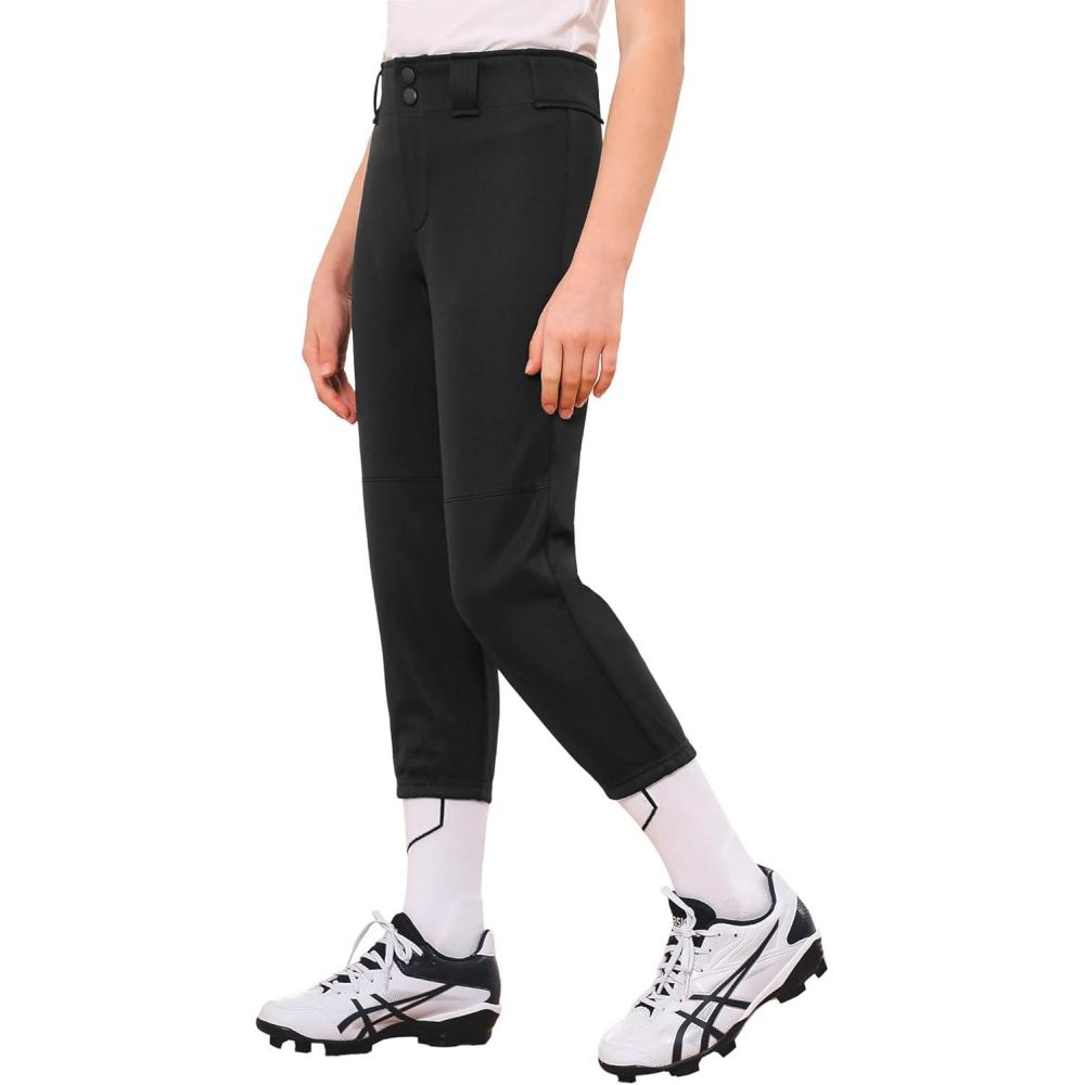 imageStelle Girls Softball Pants Youth Kids Baseball Pants Fastpitch Pants with Pockets Boys Tee BallBlack
