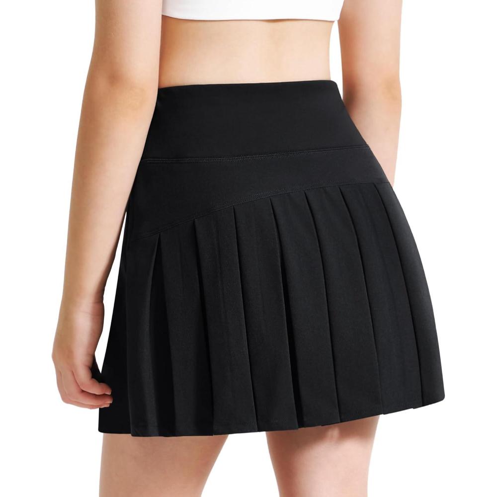 imageStelle Girls Tennis Skirts with Inner Shorts Pockets Golf Skirts Athletic Running Workout Pleated Skort 515YearsBlack
