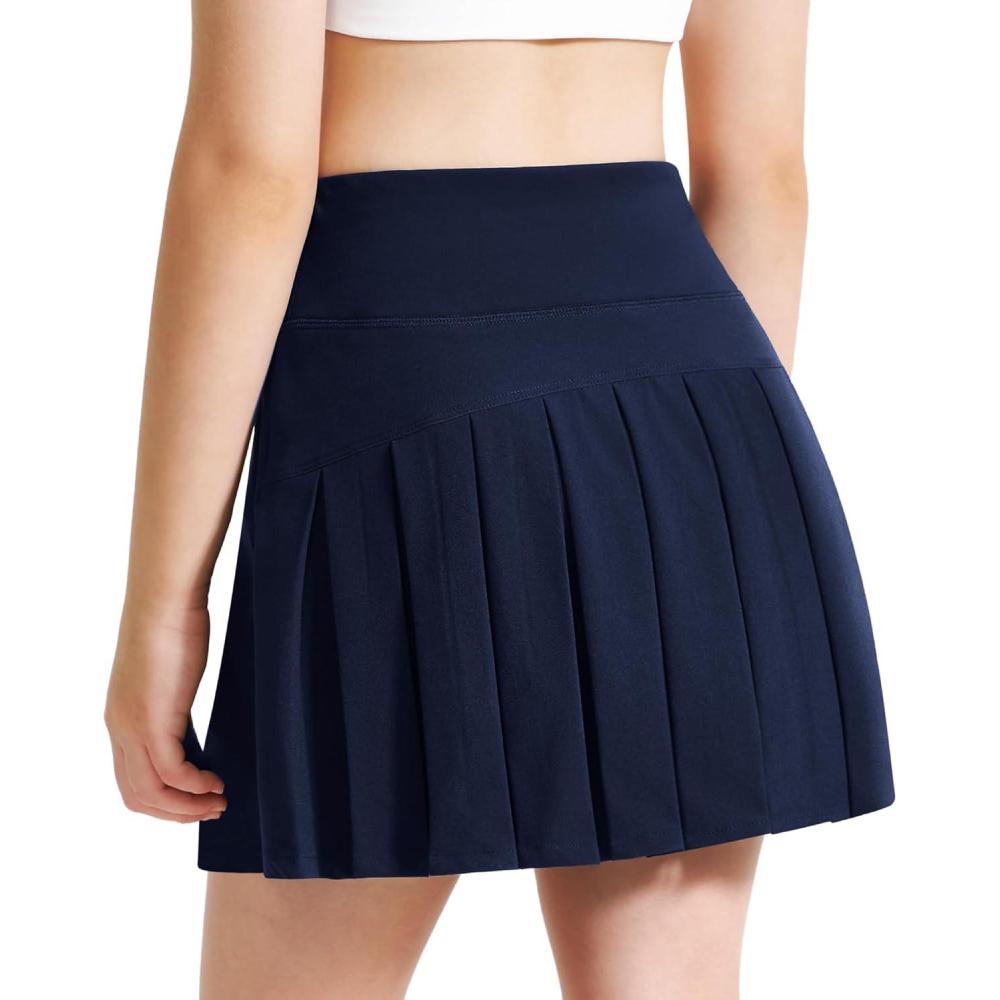 imageStelle Girls Tennis Skirts with Inner Shorts Pockets Golf Skirts Athletic Running Workout Pleated Skort 515YearsNavy