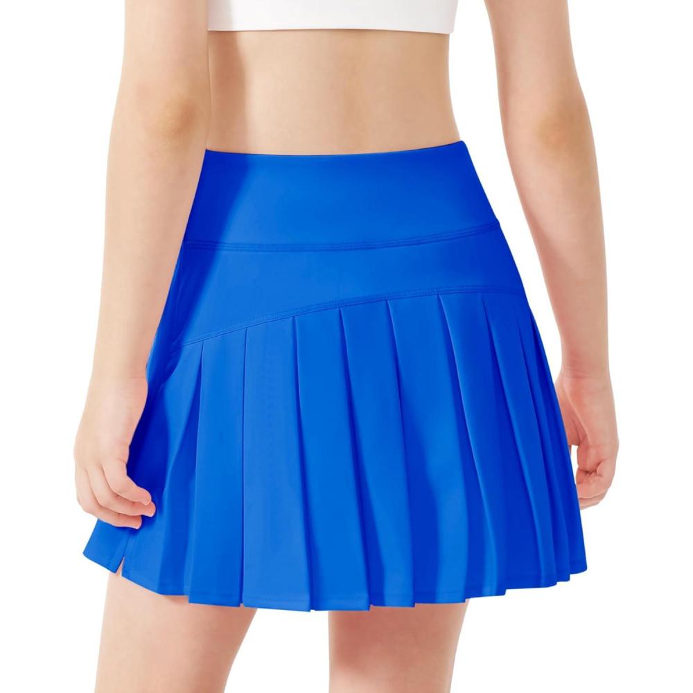 imageStelle Girls Tennis Skirts with Inner Shorts Pockets Golf Skirts Athletic Running Workout Pleated Skort 515YearsSapphire