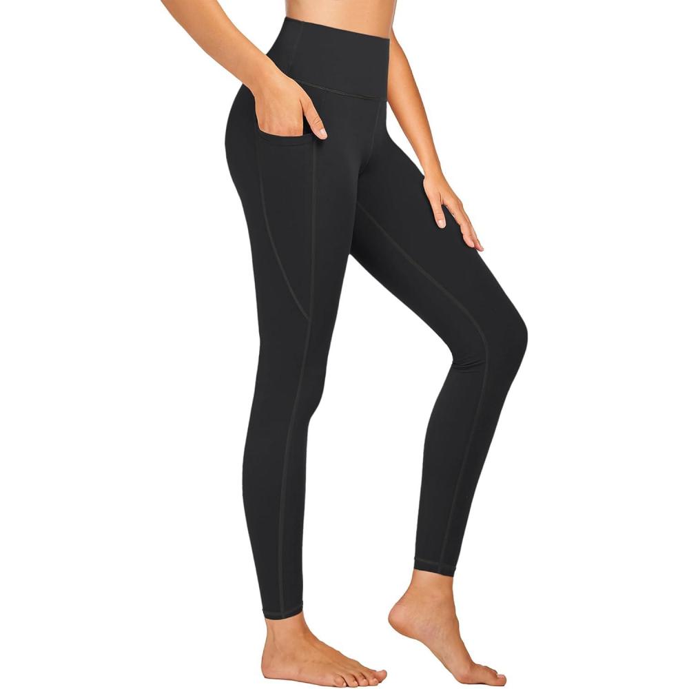 imageStelle High Waisted Yoga Leggings with Pockets Buttery Soft Workout Yoga Pants for Women Tummy Control Running Gym1brushed Buttery Softblack