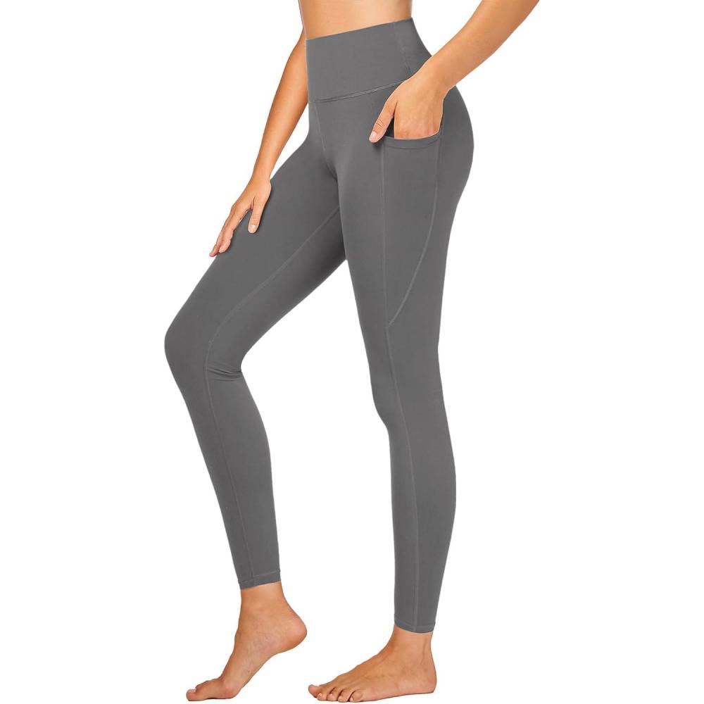 imageStelle High Waisted Yoga Leggings with Pockets Buttery Soft Workout Yoga Pants for Women Tummy Control Running GymBrushed Buttery Softcharcoal