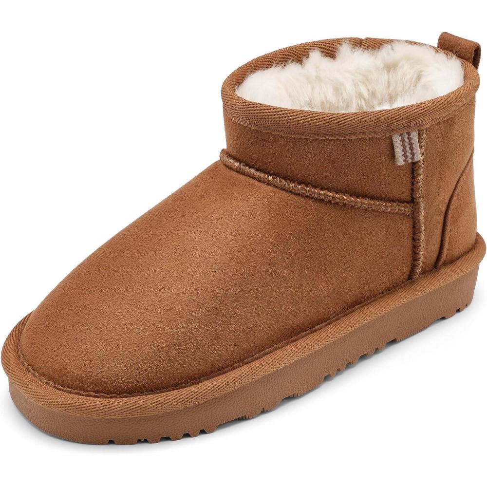 imageStelle Kids Snow Boots Girls Boys Winter Ankle Boots Outdoor Warm Slip On Faux Fur Lined Shoes for ToddlerLittleBig KidChestnut