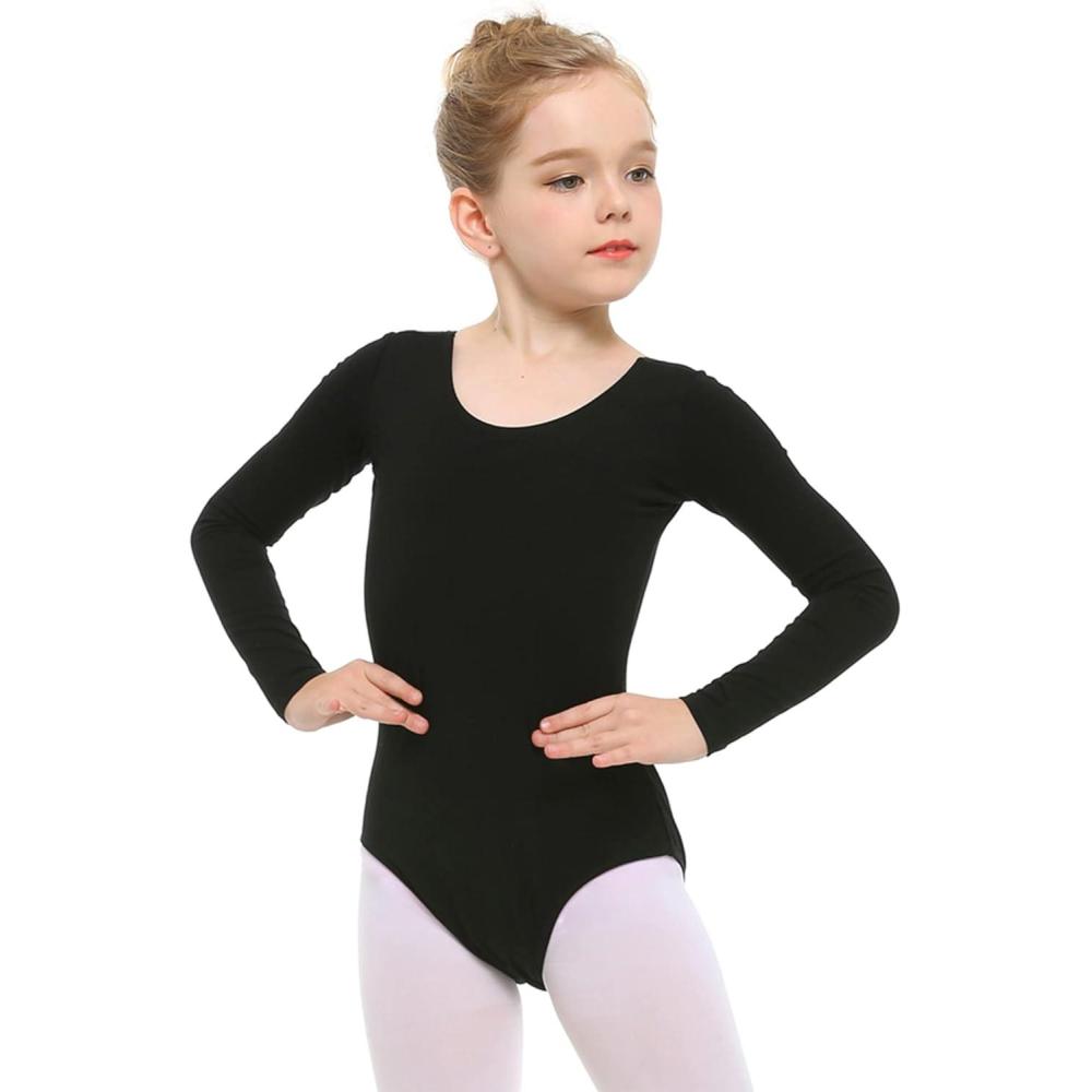 imageStelle Long Sleeve Ballet Leotards for Girls Dance Leotard Black Gymnastics Ballet Outfits ToddlerLittle KidBig KidBlack