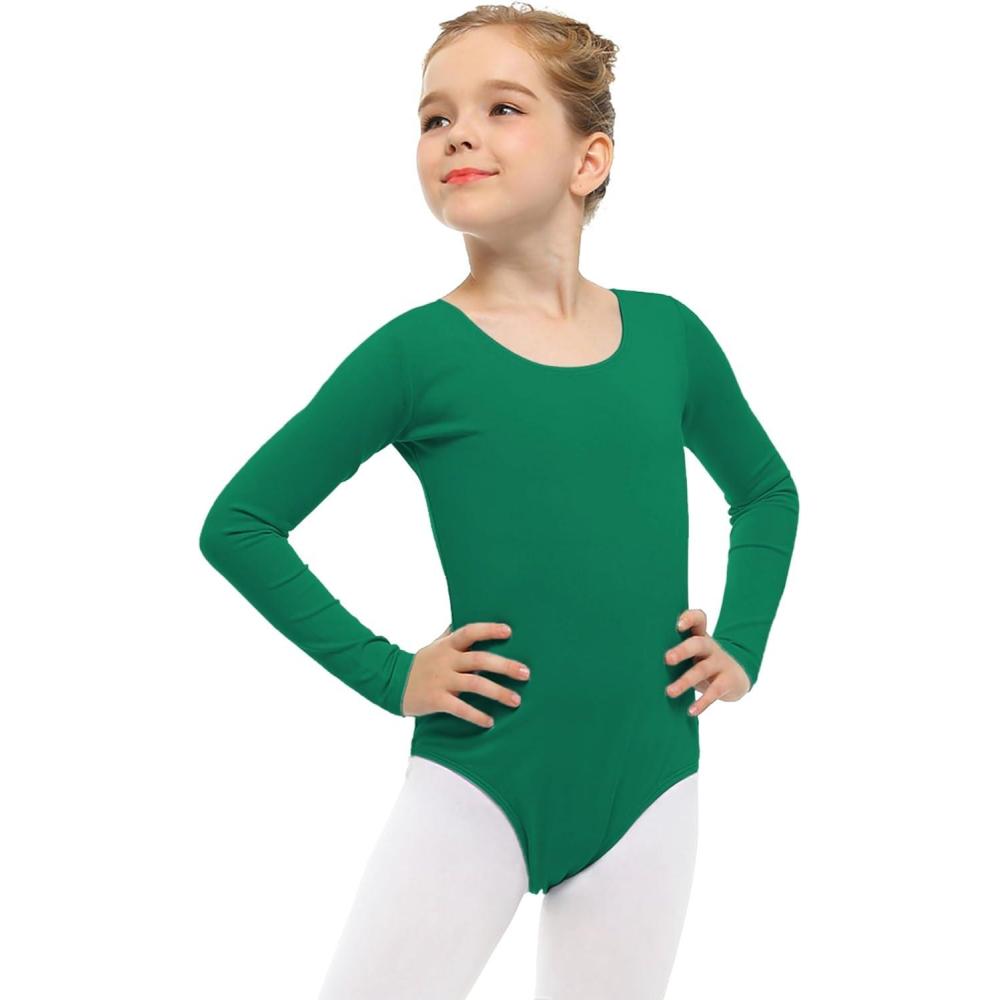 imageStelle Long Sleeve Ballet Leotards for Girls Dance Leotard Black Gymnastics Ballet Outfits ToddlerLittle KidBig KidGreen