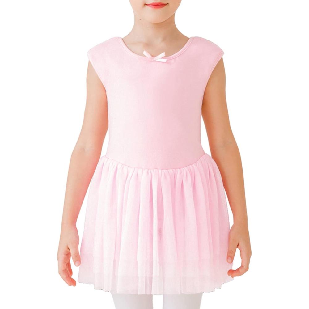 imageStelle Puff Sleeve Ballet Leotards for Girls with Sparkly Tutu Skirted Toddler Dance Dress Outfit02sleevelessballet Pink
