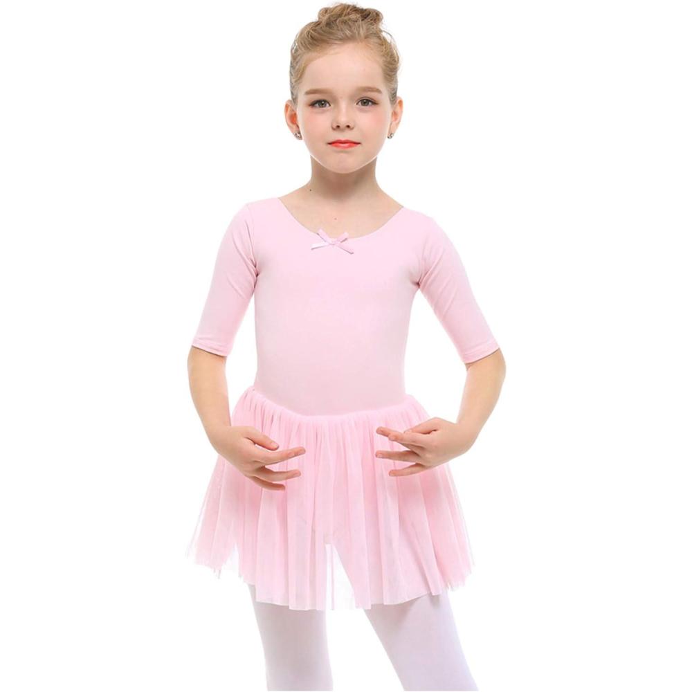 imageStelle Puff Sleeve Ballet Leotards for Girls with Sparkly Tutu Skirted Toddler Dance Dress Outfit03short Sleeveballet Pink