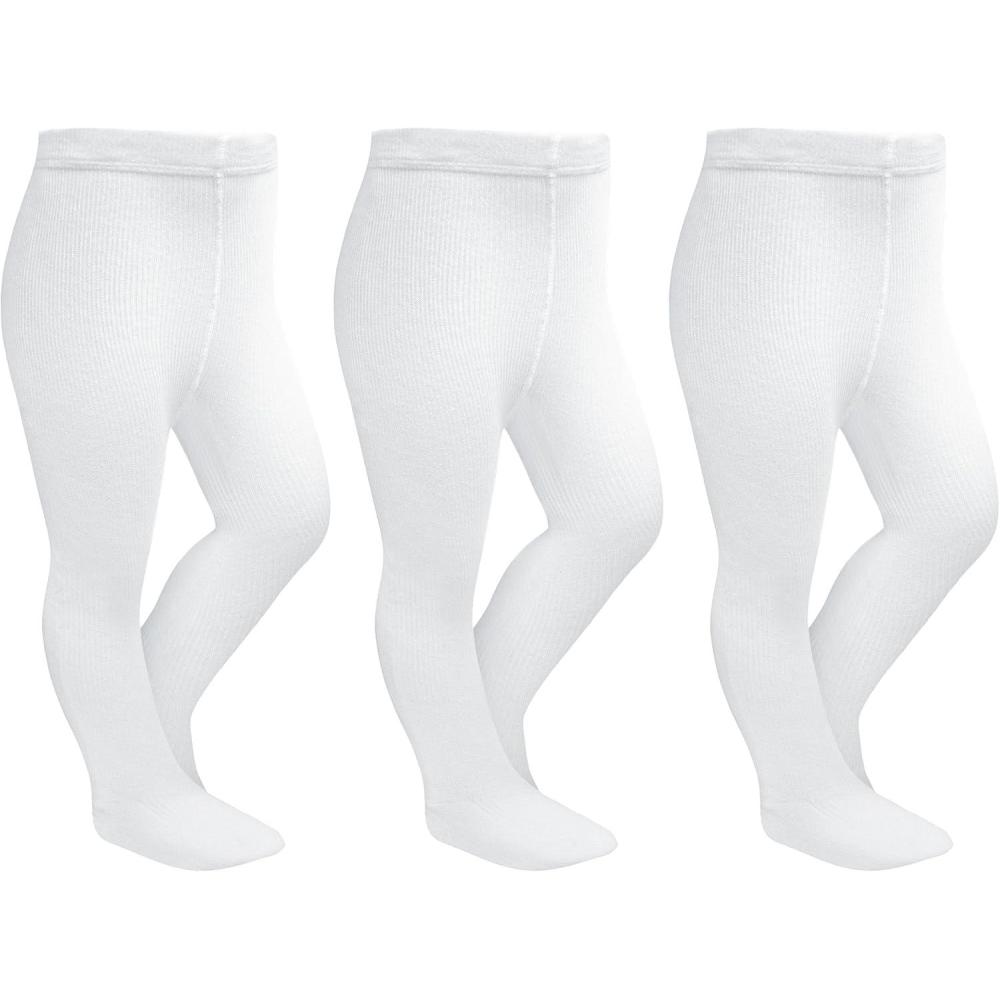imageStelle Toddler Girls Tights Baby Cable Knit Thick Stockings Cotton Winter Warm Leggings Pantyhose 123 Pack3packwhite