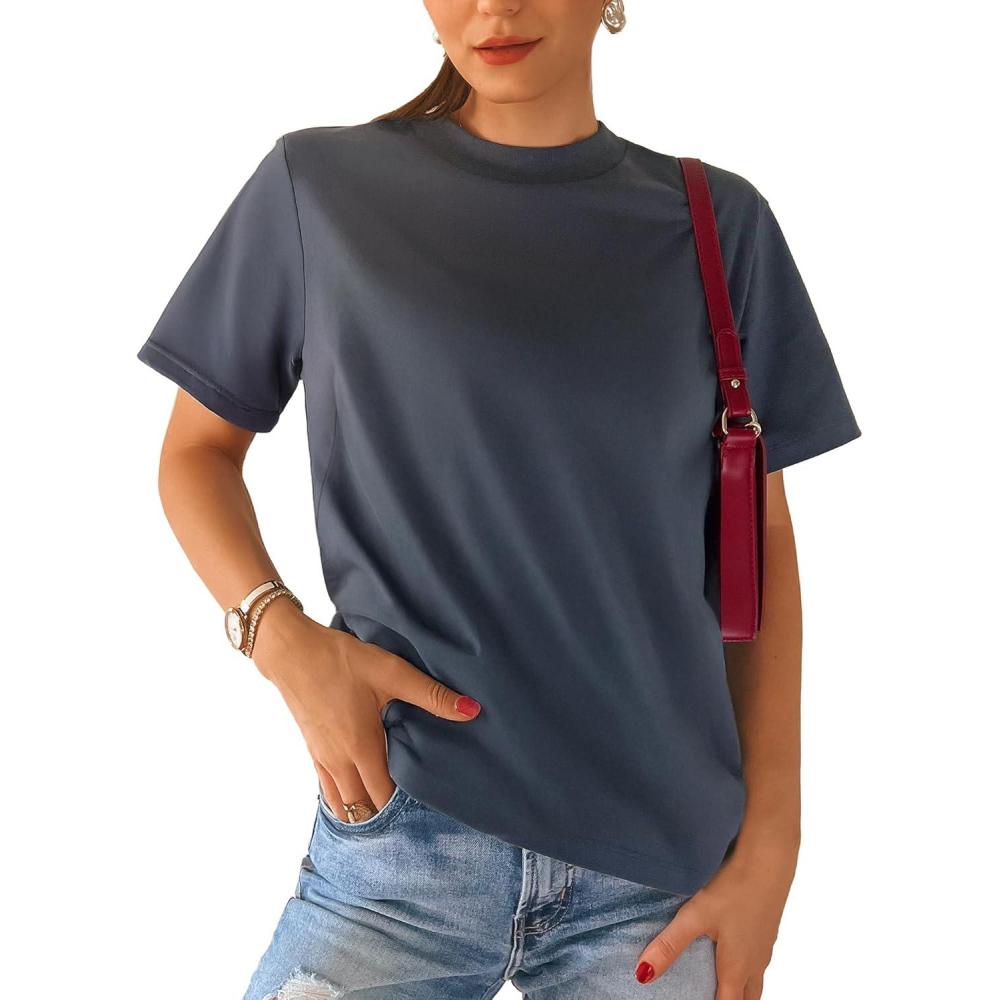 imageStelle Women Cotton TShirts Oversized Crewneck Short Sleeve Summer Casual Tops Unisex AdultCharcoal