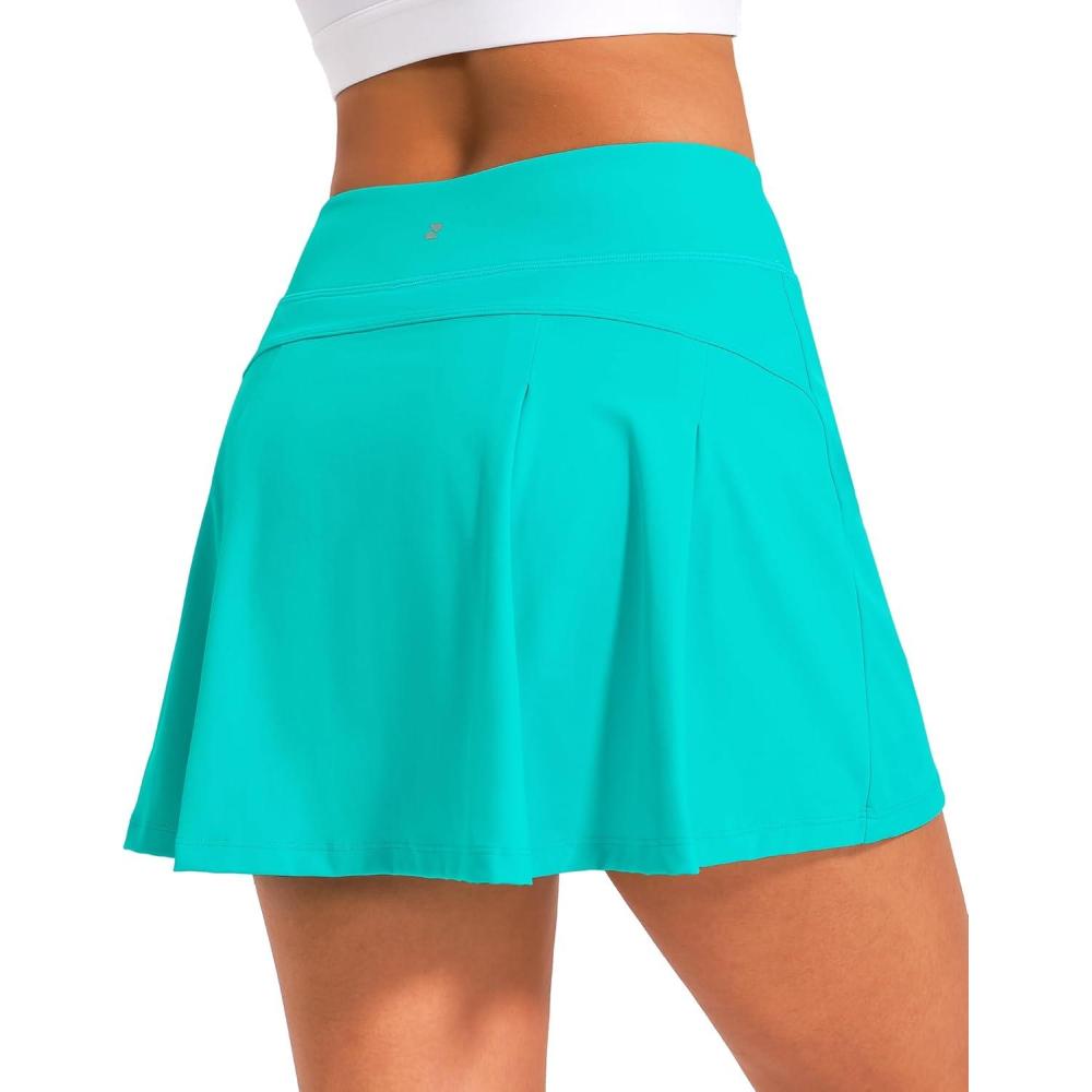 imageStelle Women Tennis Skirt Golf Skorts Athletic High Waisted with Pockets Inner Shorts Sport Workout Pleated PickleballTurquoise