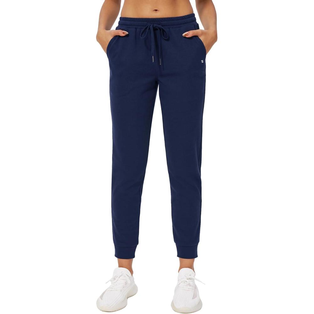 imageStelle Womens High Waist Drawstring Jogger Athletic Lounge Sweatpants with PocketsNavy