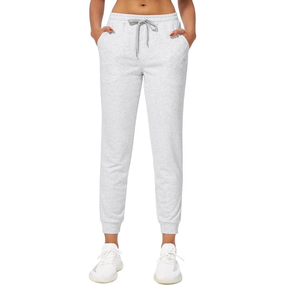 imageStelle Womens High Waist Drawstring Jogger Athletic Lounge Sweatpants with PocketsUltra Light Grey