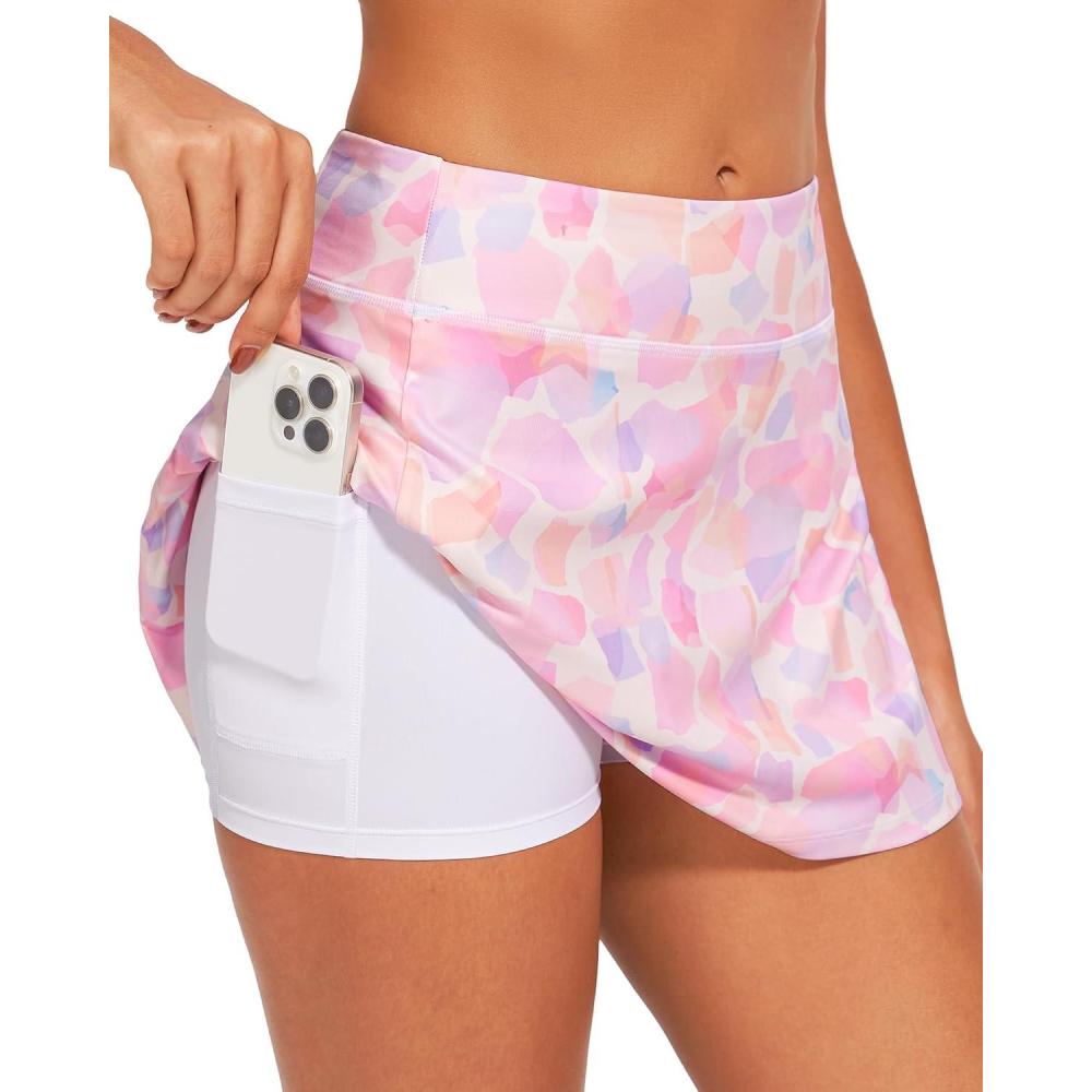imageStelle Womens Tennis Golf Skirts High Waisted with Pockets Inner Shorts for Athletic Skorts Sports Running PickleballPastel Terrazzo