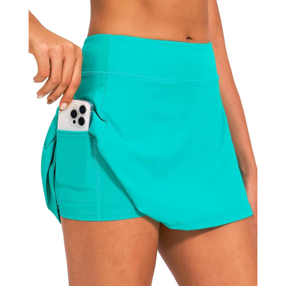 imageStelle Womens Tennis Golf Skirts High Waisted with Pockets Inner Shorts for Athletic Skorts Sports Running PickleballTurquoise