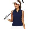 imageStelle Womens Sleeveless Golf Polo Shirts Tennis Shirts V Neck Quick Dry with CollarNavy