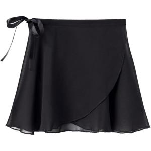 STELLE Girls/Womens Chiffon Wrap Skirt for Dance(Black, Medium – Women(Waist: 27-30.5 in))