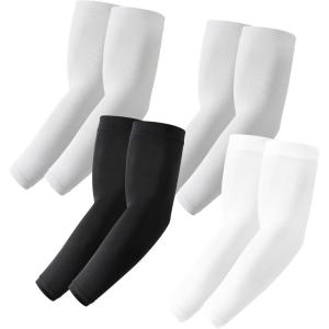 Stelle Arm Sleeves UV Sun Protection Compression Cooling Sleeves UPF 50 for Women Men Sport/Working/Tattoo Cover up(4 Pairs-2 Grey+black+white)