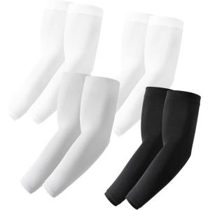 Stelle Arm Sleeves UV Sun Protection Compression Cooling Sleeves UPF 50 for Women Men Sport/Working/Tattoo Cover up(4 Pairs-2 White+black+grey)