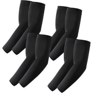 Stelle Arm Sleeves UV Sun Protection Compression Cooling Sleeves UPF 50 for Women Men Sport/Working/Tattoo Cover up(4 Pairs-4 Black)