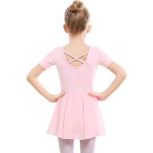 Stelle Ballet Leotards for Girls Dance Leotard with Skirt Toddler Ballet Outfit Criss-Cross Bow Back (Little/Big Kid)(Style 1-ballet Pink(cross Back))