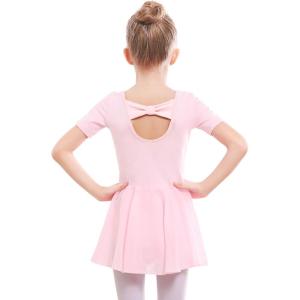 Stelle Ballet Leotards for Girls Dance Leotard with Skirt Toddler Ballet Outfit Criss-Cross Bow Back (Little/Big Kid)(Style 2-ballet Pink (Bow Back))