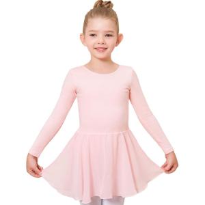 Stelle Ballet Leotards for Girls Long Sleeve Toddler Dance Leotard Outfits with Skirt Classic(Little/Big Kid)(Ballet Pink)