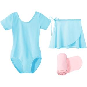 Stelle Ballet Leotards for Girls Toddler Dance Dress Outfit Combo with Skirt and Tights (Toddler/Little Kid/Big Kid)(1-pool Bule)