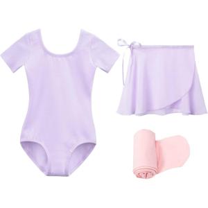 Stelle Ballet Leotards for Girls Toddler Dance Dress Outfit Combo with Skirt and Tights (Toddler/Little Kid/Big Kid)(1-purple)