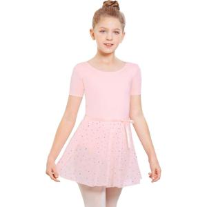 Stelle Ballet Leotards for Girls Toddler Dance Dress Outfit Combo with Skirt and Tights (Toddler/Little Kid/Big Kid)(4-ballet Pink (Shiny Skirt))