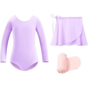 Stelle Ballet Leotards for Girls Toddler Dance Dress Outfit Combo with Skirt and Tights (Toddler/Little Kid/Big Kid)(Lavender)