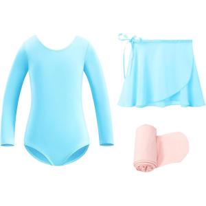 Stelle Ballet Leotards for Girls Toddler Dance Dress Outfit Combo with Skirt and Tights (Toddler/Little Kid/Big Kid)(Pool Blue)