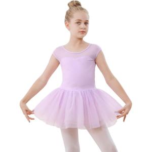 Stelle Ballet Leotards for Girls Toddler Leotard with Tutu Skirt Dance Tutu Dress (Little/Big Kid)(01-purple)