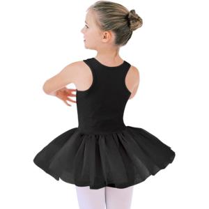 Stelle Ballet Leotards for Girls Toddler Leotard with Tutu Skirt Dance Tutu Dress (Little/Big Kid)(Black (Tank Top))