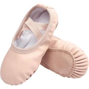 Stelle Ballet Shoes for Girls Boys Close-Fit PU Professional Dance Slippers for Toddler/Little Kid/Big Kid(Ballet Pink)