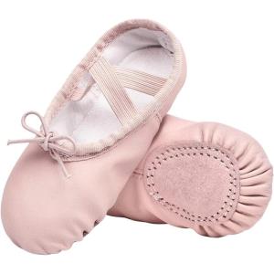 Stelle Ballet Shoes for Girls Boys Close-Fit PU Professional Dance Slippers for Toddler/Little Kid/Big Kid(Ballet Pink(with Lace))