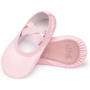 Stelle Ballet Shoes for Girls Boys Close-Fit PU Professional Dance Slippers for Toddler/Little Kid/Big Kid(Light Pink)