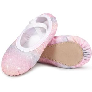 Stelle Ballet Shoes for Girls Glitter | Metallic Faux Leather Ballet Slippers Dance Shoes for Toddler/Little/Big Kids(Pink Ombre)