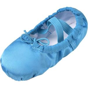Stelle Ballet Shoes for Girls Satin/Ribbons Ballet Slippers Dance Shoes(Toddler/Little/Big Kids)(Blue)