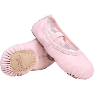 Stelle Ballet Shoes for Girls Toddler Ballet Slippers Soft Leather Boys Dance Shoes for Toddler/Little Kid/Big Kid(Pink)