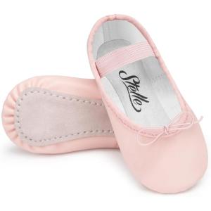 Stelle Ballet Shoes for Girls Toddler Dance Slippers PU Leather Boys Ballerina Shoes for Toddler/Little Kid/Big Kid/Women(Ballet Pink)