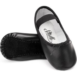 Stelle Ballet Shoes for Girls Toddler Dance Slippers PU Leather Boys Ballerina Shoes for Toddler/Little Kid/Big Kid/Women(Black)