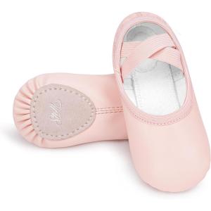 Stelle Ballet Shoes for Girls Women PU Leather Dance Slippers Boys Ballerina Shoes for Toddler/Little Kid/Big Kid/Women(Ballet Pink)