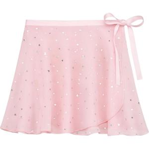 Stelle Ballet Skirt Women Chiffon Sarong Wrap Skirt Adjustable Tie Adult Dance Skirts(Pink Shiny)
