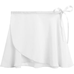 Stelle Ballet Skirt Women Chiffon Sarong Wrap Skirt Adjustable Tie Adult Dance Skirts(White)