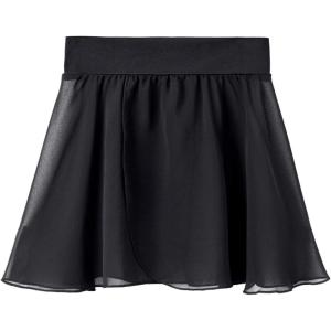 Stelle Ballet Skirts for Girls Toddler Dance Skirt Chiffon Kids Ballet Wrap Skirts(01-black (Pull On))