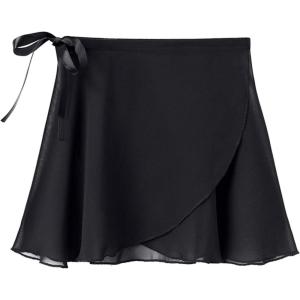 Stelle Ballet Skirts for Girls Toddler Dance Skirt Chiffon Kids Ballet Wrap Skirts(02-black (Adjustable Tie))