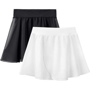 Stelle Ballet Skirts for Girls Toddler Dance Skirt Chiffon Kids Ballet Wrap Skirts(03-black+white(pull On))